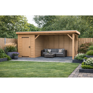 Van Gelder Hout Douglas Overkapping Met Schuur 500x300 cm | 5x3 m Bouwpakket | Robuust