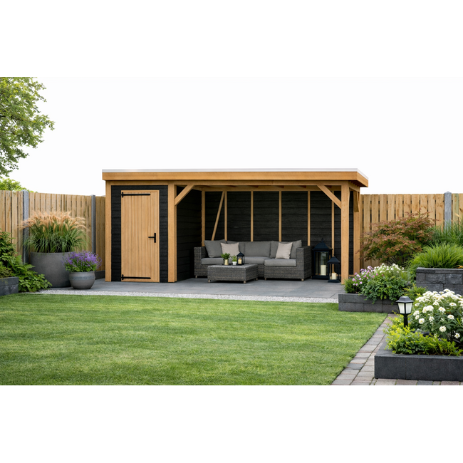 Douglas Overkapping Met Schuur 600x300 cm | 6x3 m Bouwpakket | Robuust