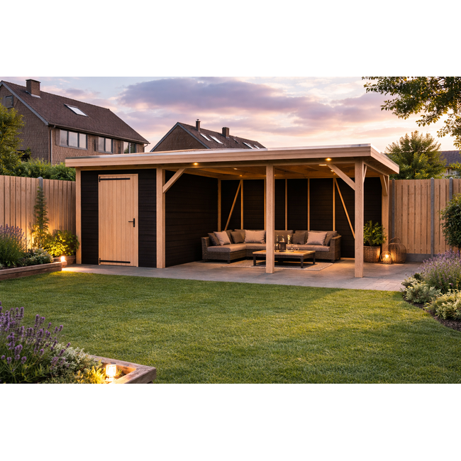 Douglas Overkapping Met Schuur 700x350 cm | 7x3,5 m Bouwpakket | Robuus