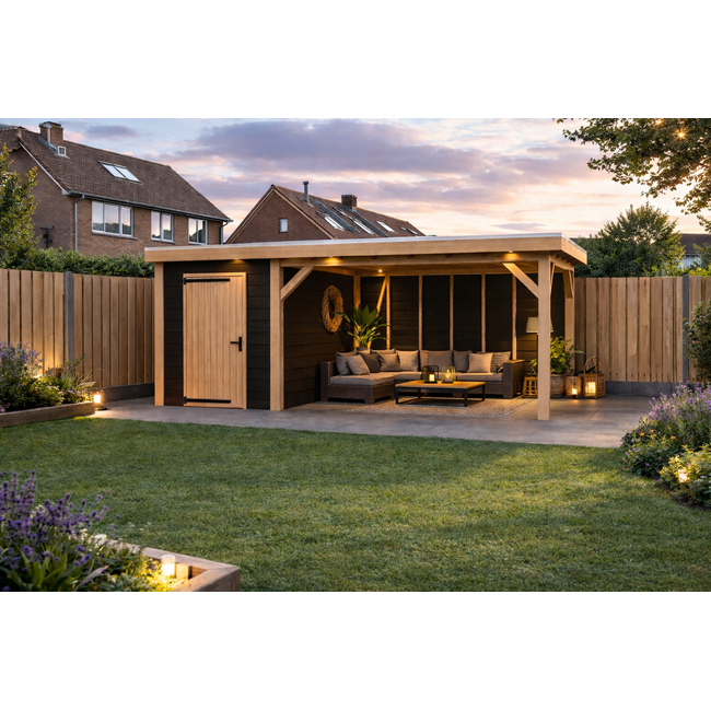 Douglas Overkapping Met Schuur 600x400 cm | 6x4 m Bouwpakket | Robuus