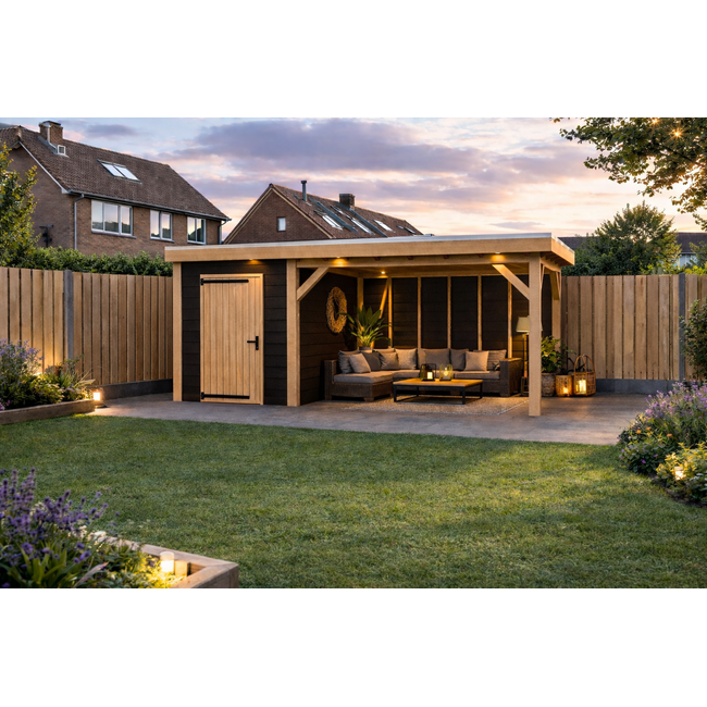 Douglas Overkapping Met Schuur 500x400 cm | 5x4 m Bouwpakket | Robuus