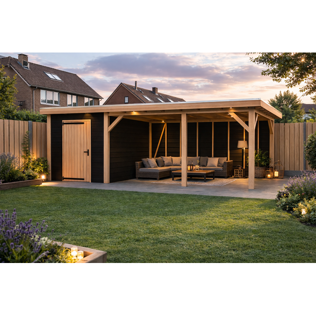 Douglas Overkapping Met Schuur 800x400 cm | 8x4 m Bouwpakket | Robuus