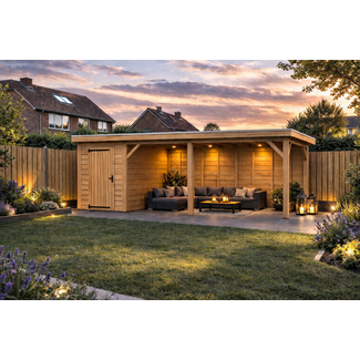 Van Gelder Hout Douglas Overkapping Met Schuur 700x400 cm | 7x4 m Bouwpakket | Robuust