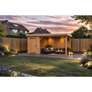 Van Gelder Hout Douglas Overkapping Met Schuur 600x400 cm | 6x4 m Bouwpakket | Robuust