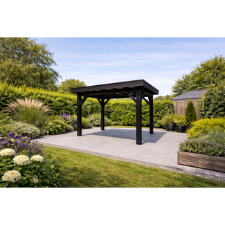 Van Gelder Hout Douglas Overkapping 400x250 cm / 4x2,5 m Materialenpakket | Robuust | Zwart Geïmpregneerd