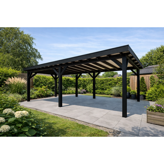 Van Gelder Hout Douglas Overkapping 700x250 cm  / 7x2,5 m Materialenpakket | Robuust | Zwart Geïmpregneerd