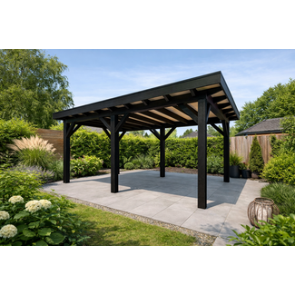 Van Gelder Hout Douglas Overkapping 500x300 cm / 5x3 m | Materialenpakket | Robuust | Zwart Geïmpregneerd