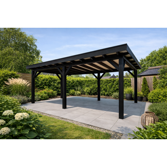 Van Gelder Hout Douglas Overkapping 600x400 cm / 6x4 m | Materialenpakket | Robuust | Zwart Geïmpregneerd