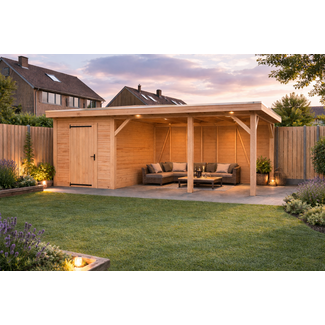 Van Gelder Hout Douglas Overkapping Met Schuur 700x400 cm | 7x4 m Bouwpakket | Robuust