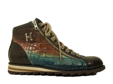 Harris Harris Halfhoge Veterschoen 0720 Multi Bruin/Blauw met Print