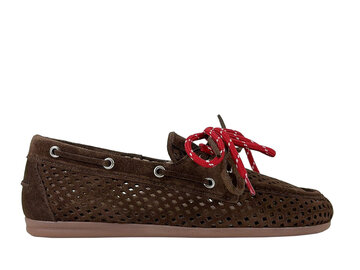 Posa Posa Boat Loafer Perforated Donker Bruin