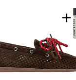 Posa Posa Boat Loafer Perforated Donker Bruin