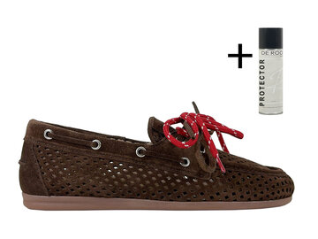 Posa Posa Boat Loafer Perforated Donker Bruin