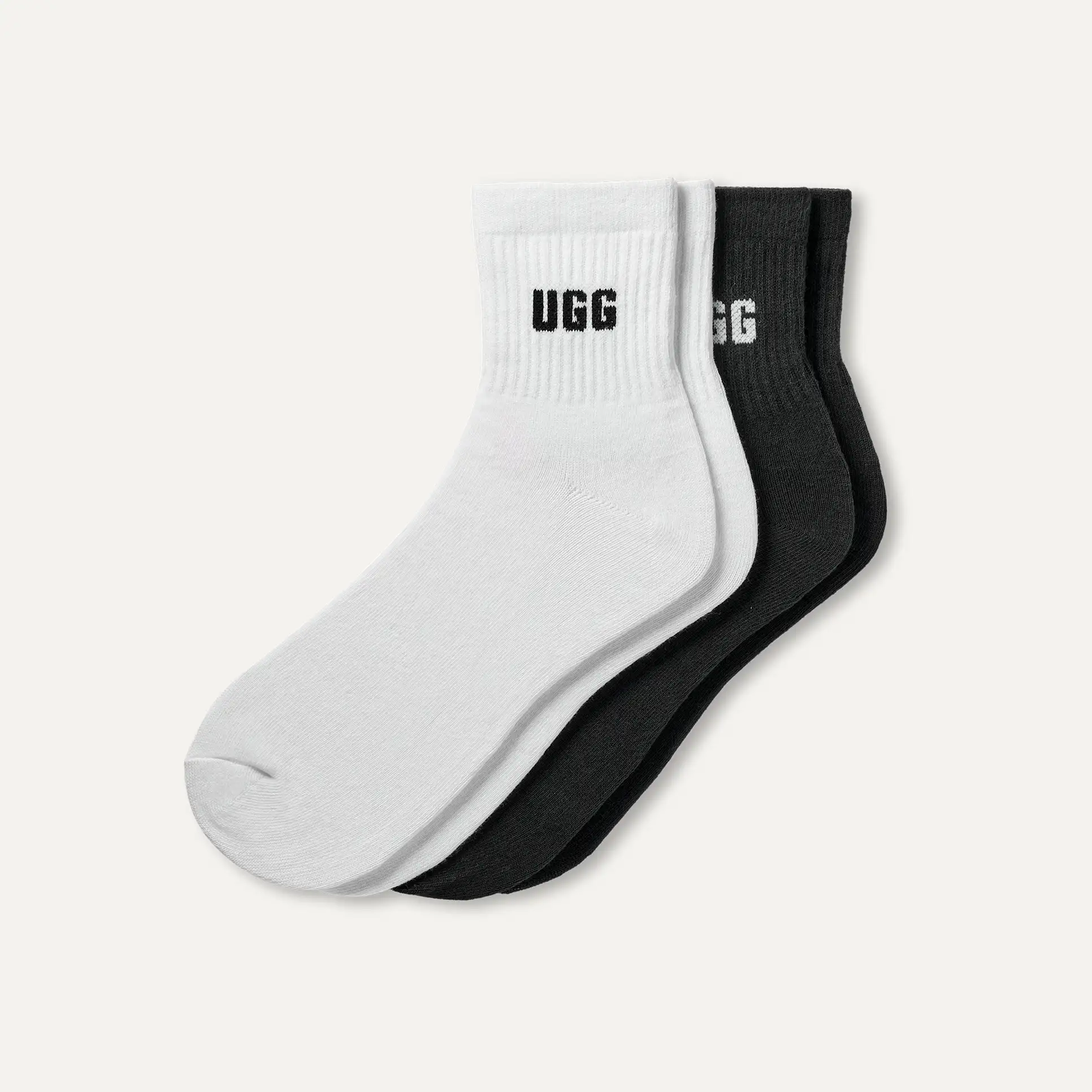 UGG UGG Sokken Quinlin Logo Quarter 2 Pack Zwart/Wit