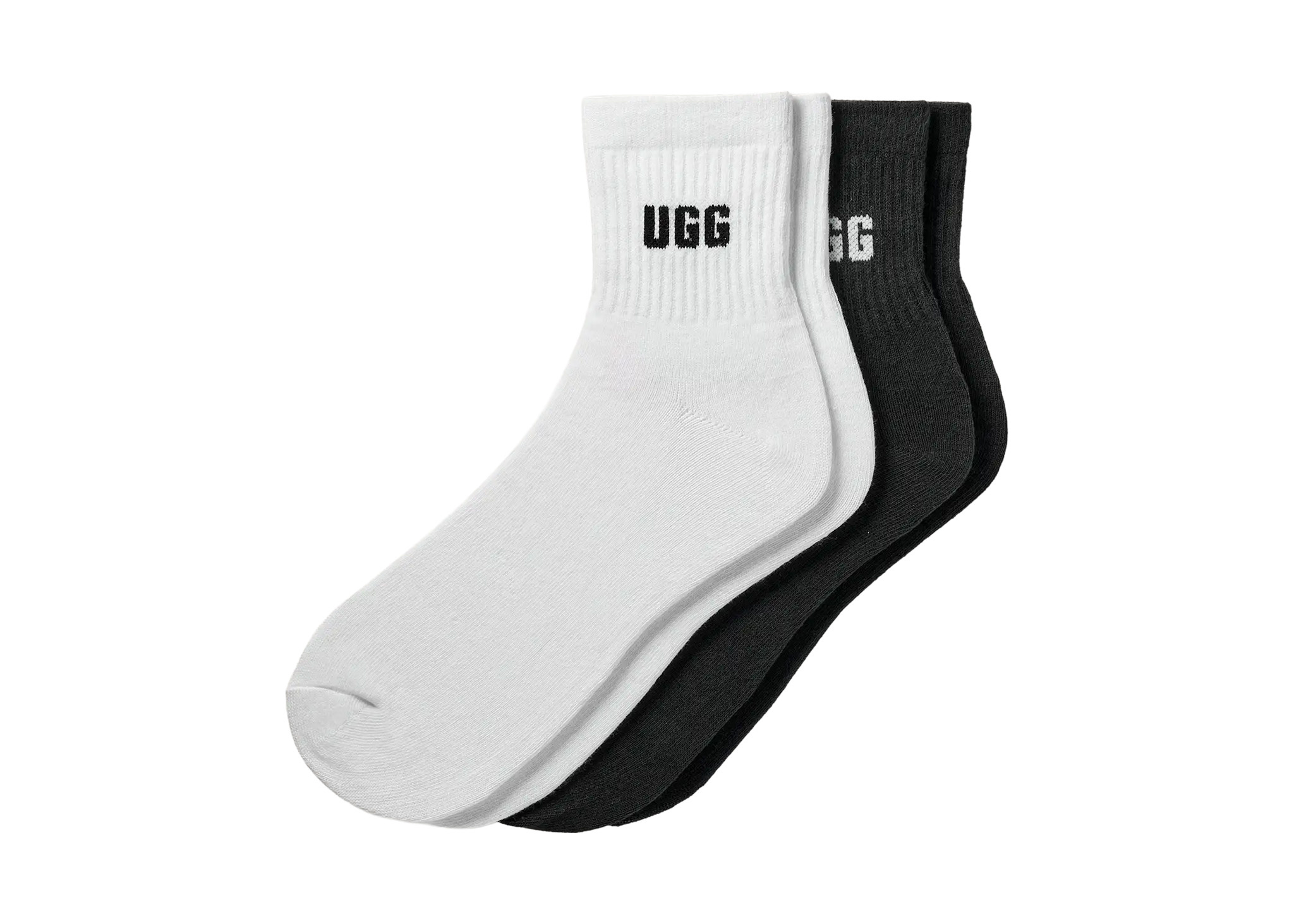 UGG UGG Sokken Quinlin Logo Quarter 2 Pack Zwart/Wit
