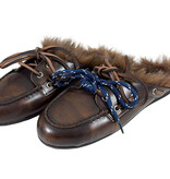 Posa Posa Muiltje Boat Loafer Mule Hairy Fur Coffee