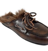 Posa Posa Muiltje Boat Loafer Mule Hairy Fur Coffee