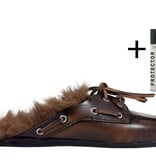 Posa Posa Muiltje Boat Loafer Mule Hairy Fur Coffee