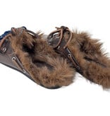 Posa Posa Muiltje Boat Loafer Mule Hairy Fur Coffee