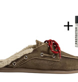 Posa Boat Loafer Mule Fur Brushed - Suede Dark brown