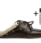 Posa Boat Loafer Mule Fur - Brushed Leather Coffee