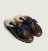 Posa Boat Loafer Mule Fur - Brushed Leather Coffee