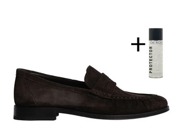 Posa Posa Penny Loafer Wrinkle Suede Donker Bruin