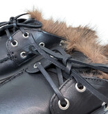 Posa Posa Muiltje Boat Loafer Mule Hairy Fur Zwart