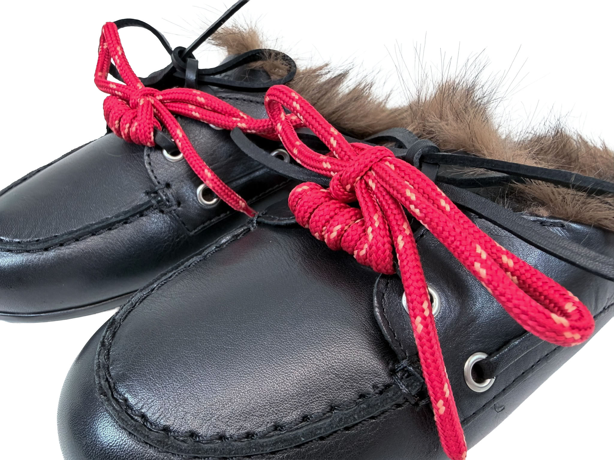 Posa Posa Muiltje Boat Loafer Mule Hairy Fur Zwart