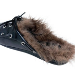 Posa Posa Muiltje Boat Loafer Mule Hairy Fur Zwart
