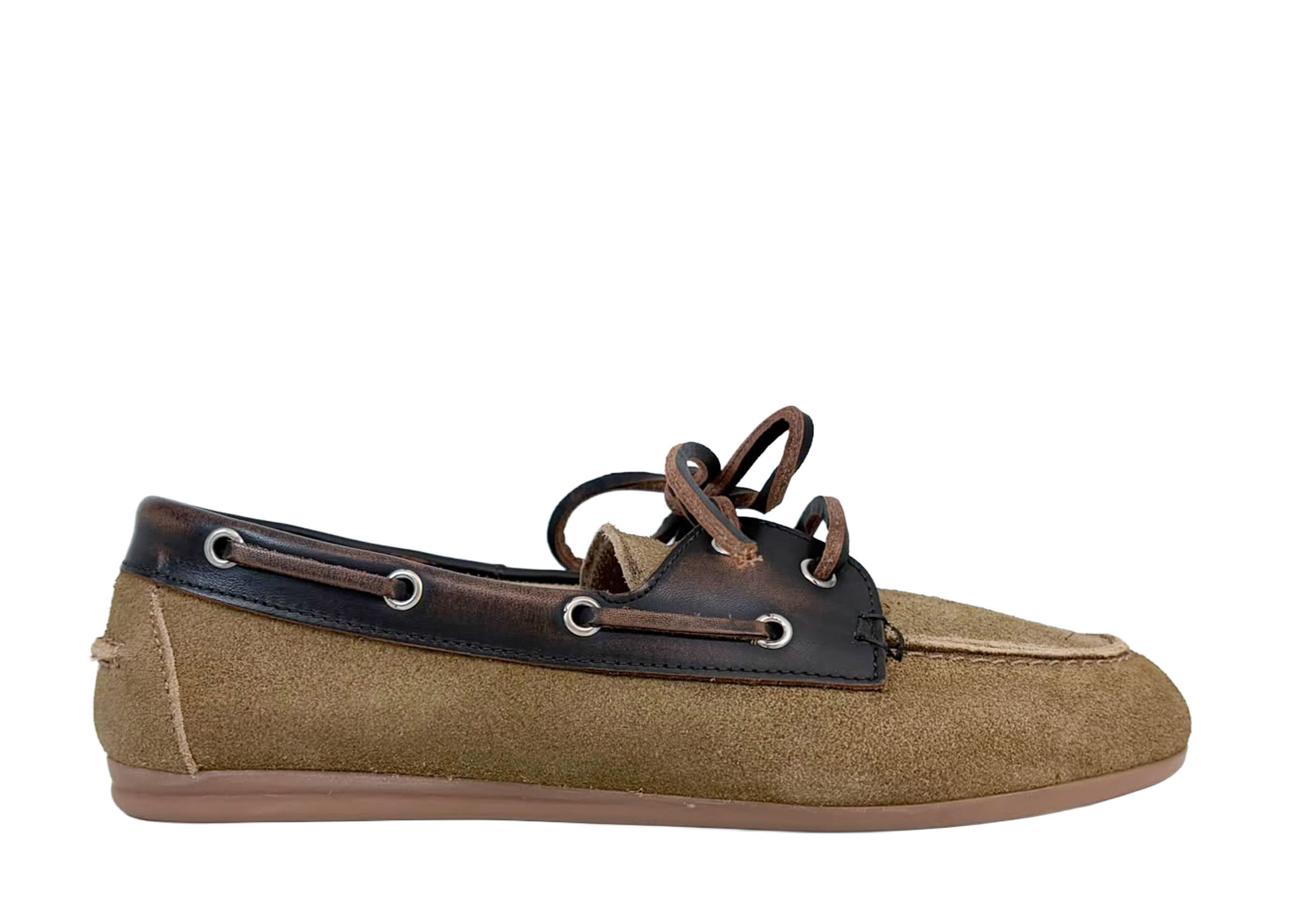 Posa Posa Boat Loafer Suède/Leer Coffee Caramelo