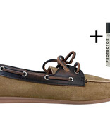 Posa Posa Boat Loafer Suède/Leer Coffee Caramelo