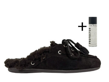 Posa Posa Boat Loafer Mule Fur Espresso