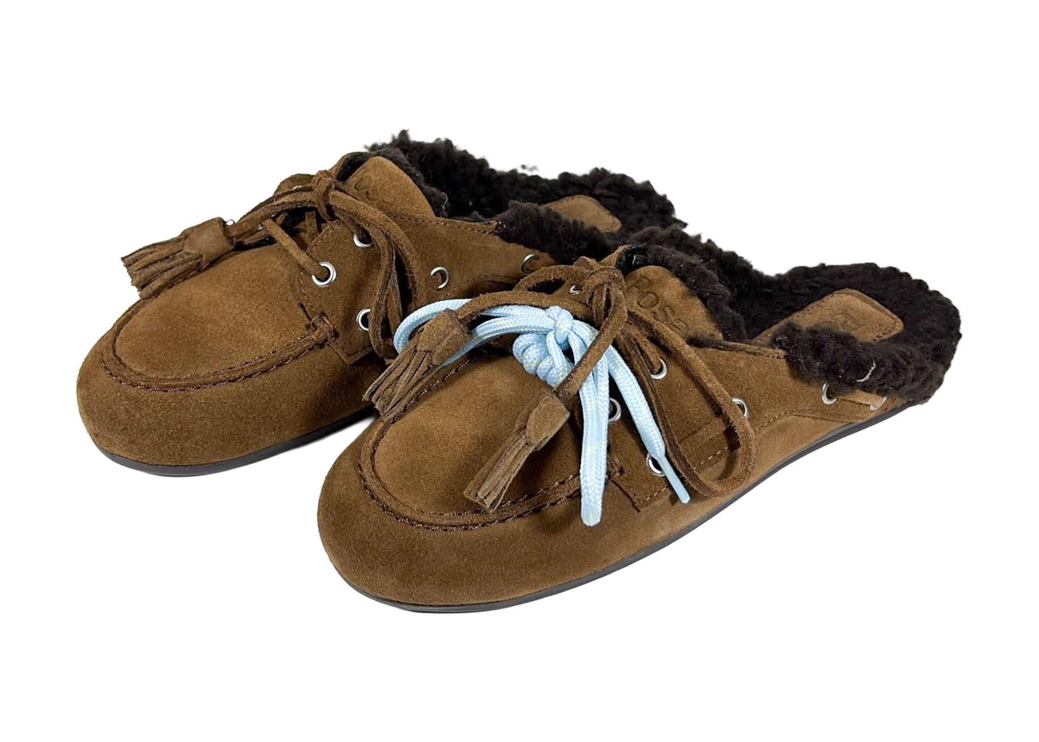 Posa Posa Boat Loafer Mule Fur Tabacco