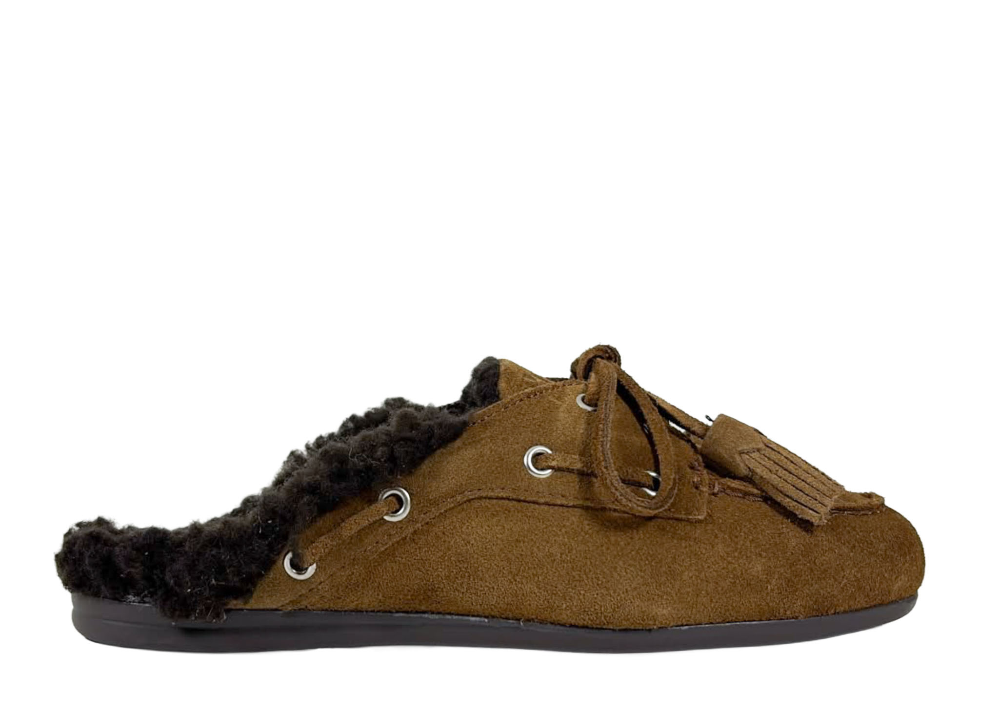 Posa Posa Boat Loafer Mule Fur Tabacco