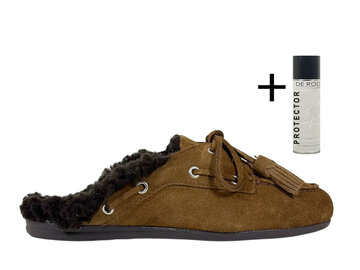 Posa Posa Boat Loafer Mule Fur Tabacco