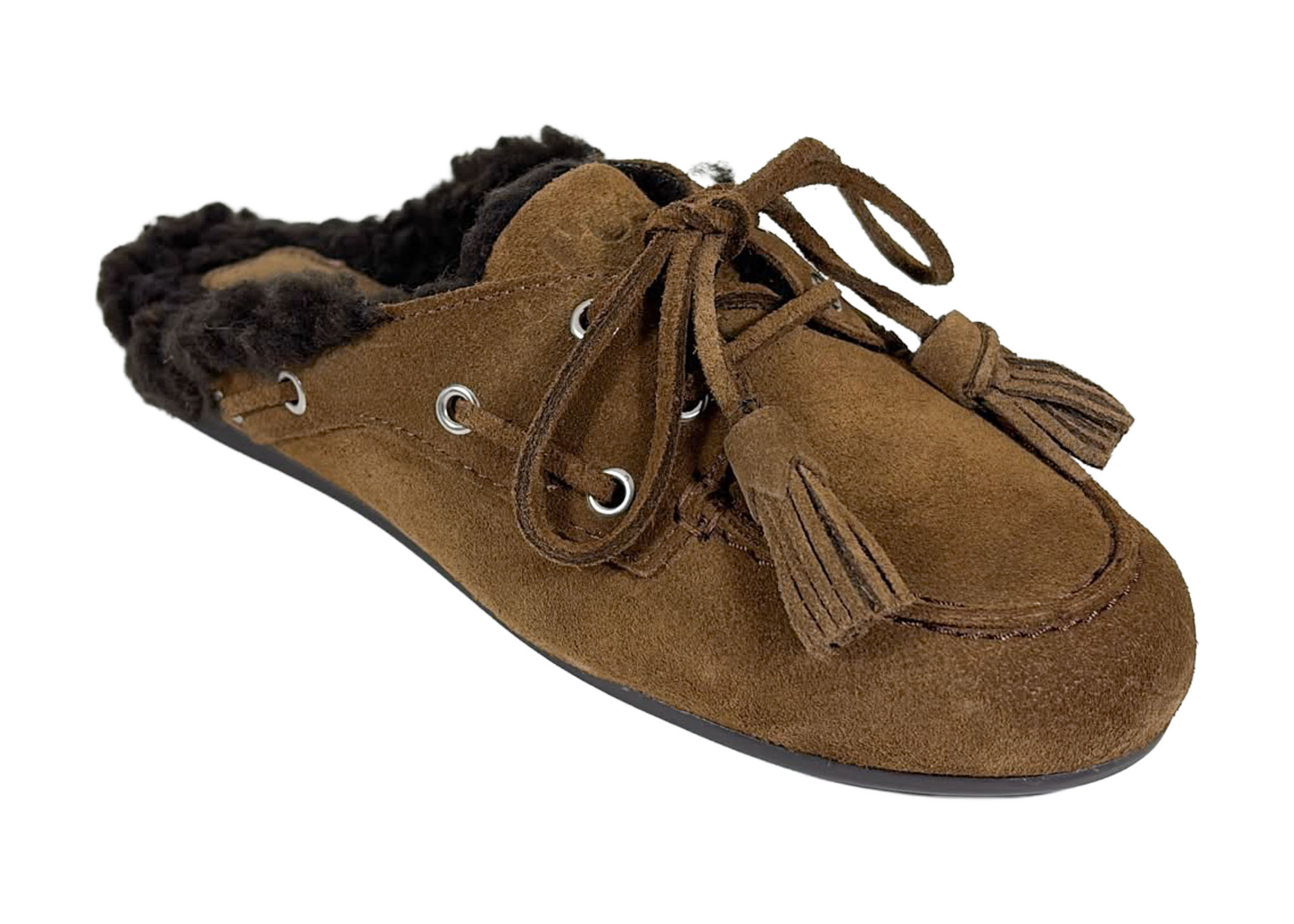 Posa Posa Boat Loafer Mule Fur Tabacco