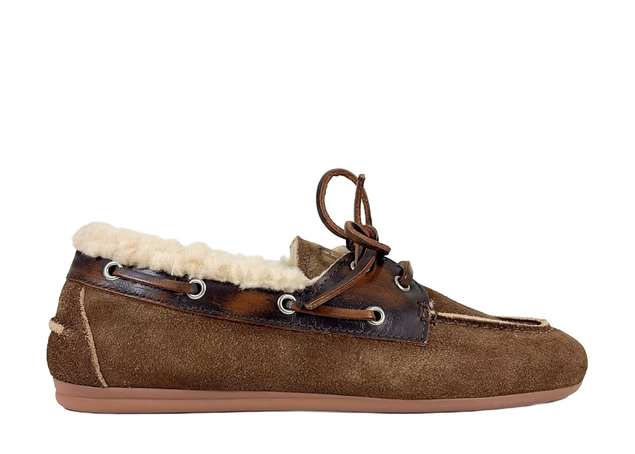 Posa Posa Boat Loafer Brushed Fur Coffee/ Dark Brown