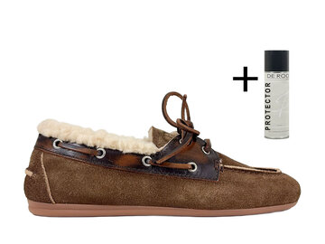 Posa Posa Boat Loafer Brushed Fur Coffee/ Dark Brown