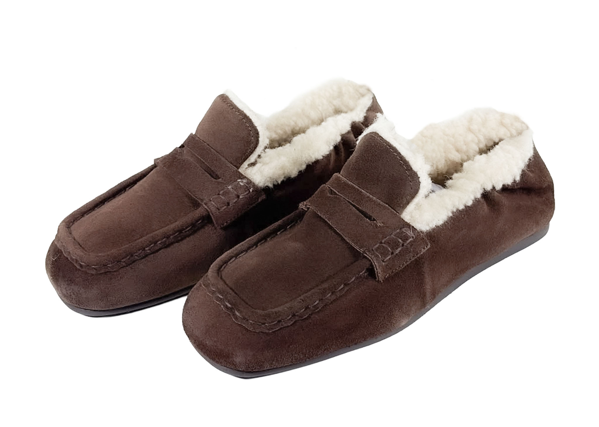 Posa Posa Penny Loafer Square Fur Bruin
