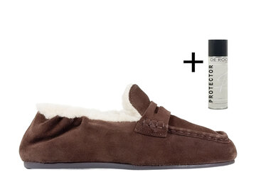 Posa Posa Penny Loafer Square Fur Bruin