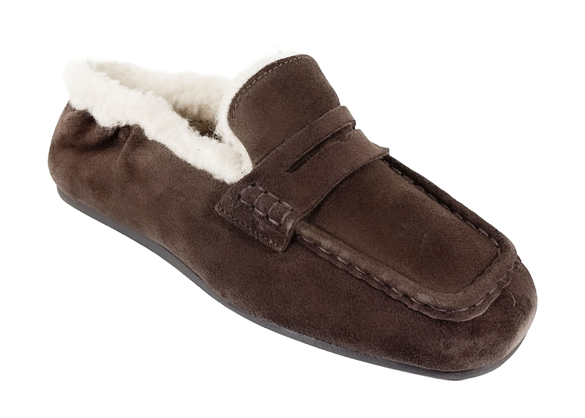 Posa Posa Penny Loafer Square Fur Bruin