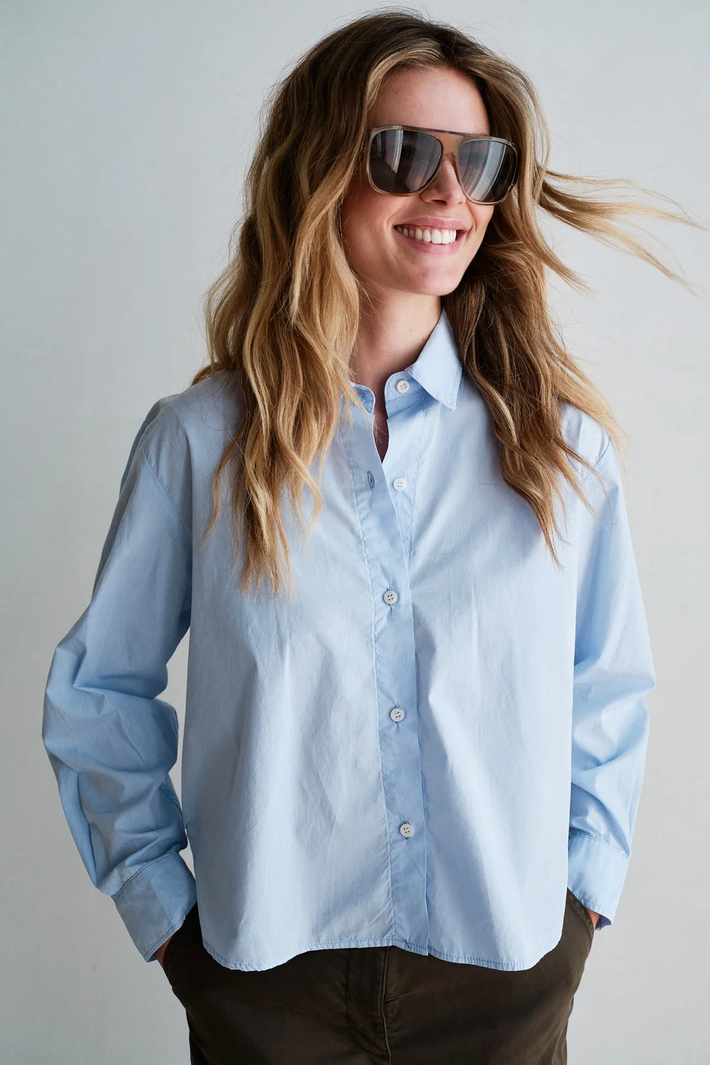 Penn & Ink Penn & Ink Blouse W26Z913 Licht Blauw
