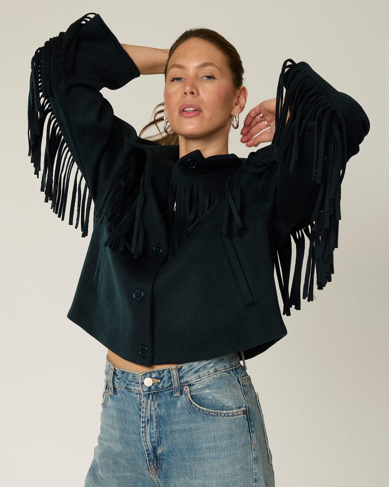 Goosecraft Goosecraft Jas Sophie Fringe Wool Blauw