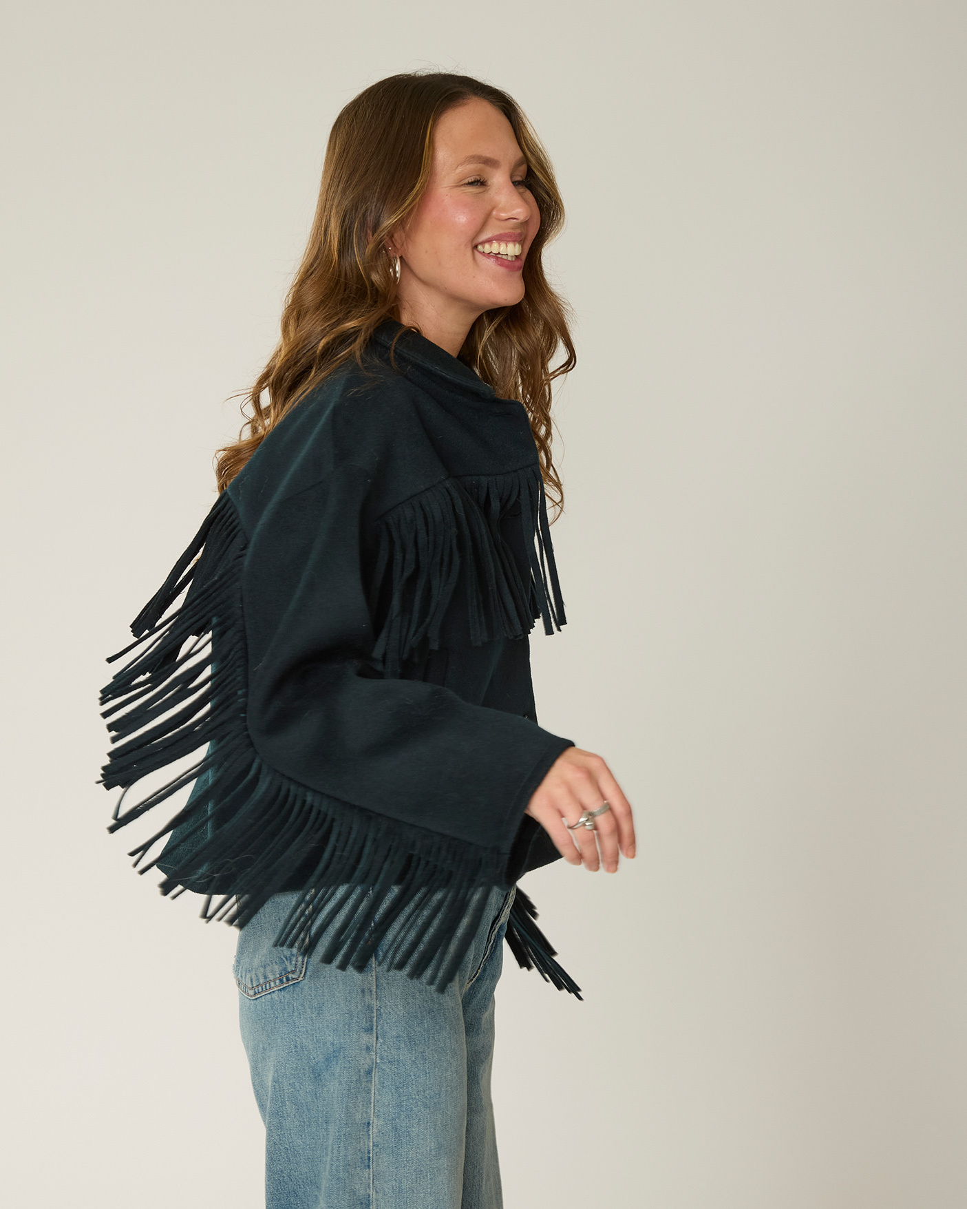 Goosecraft Goosecraft Jas Sophie Fringe Wool Blauw