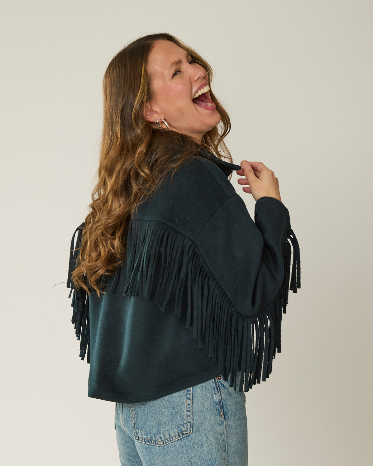 Goosecraft Goosecraft Jas Sophie Fringe Wool Blauw