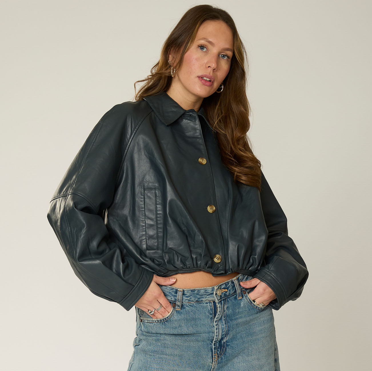 Goosecraft Goosecraft Jas Brigit Collar Bomber Antra Grijs