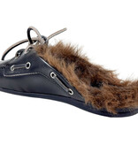 Posa Posa Muiltje Boat Loafer Mule Hairy Fur Zwart Grijs