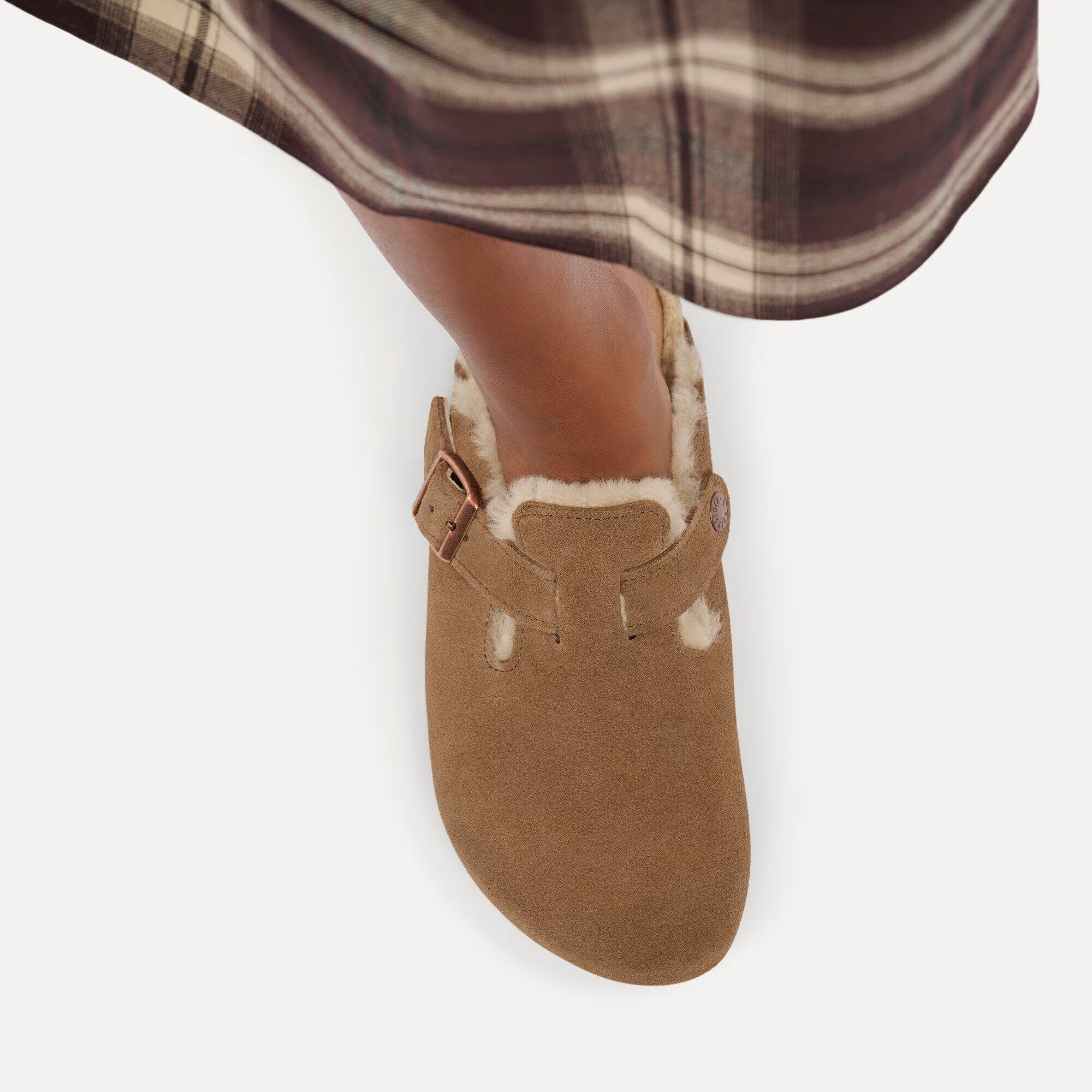 Birkenstock Birkenstock Muiltje Boston VL/ Shearling 1032432 Dark Tea