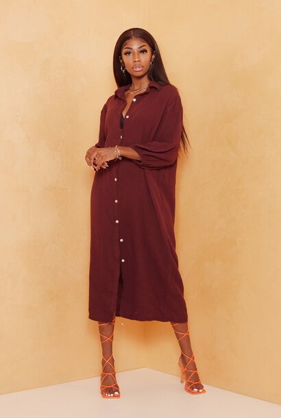 Sweetness Linnen Dress Long Bordeaux